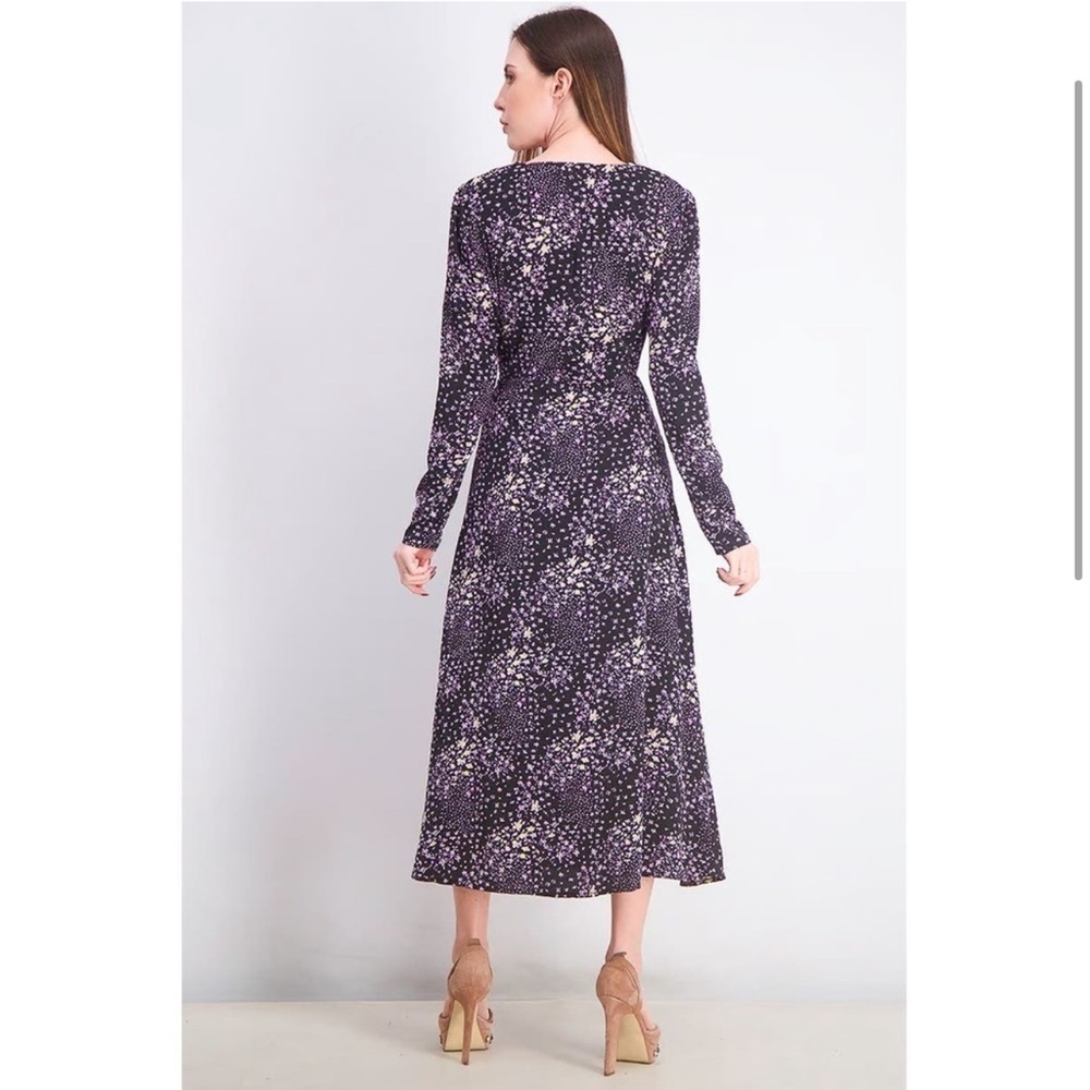 missguided slit dress ( floral, multicolored purple black ) size 4 maxi boho - Picture 3 of 9